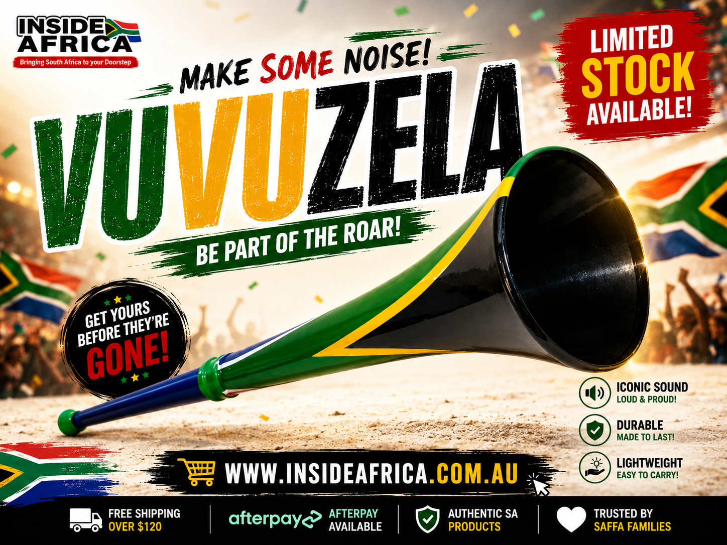 South Africa Flag covered Vuvuzela