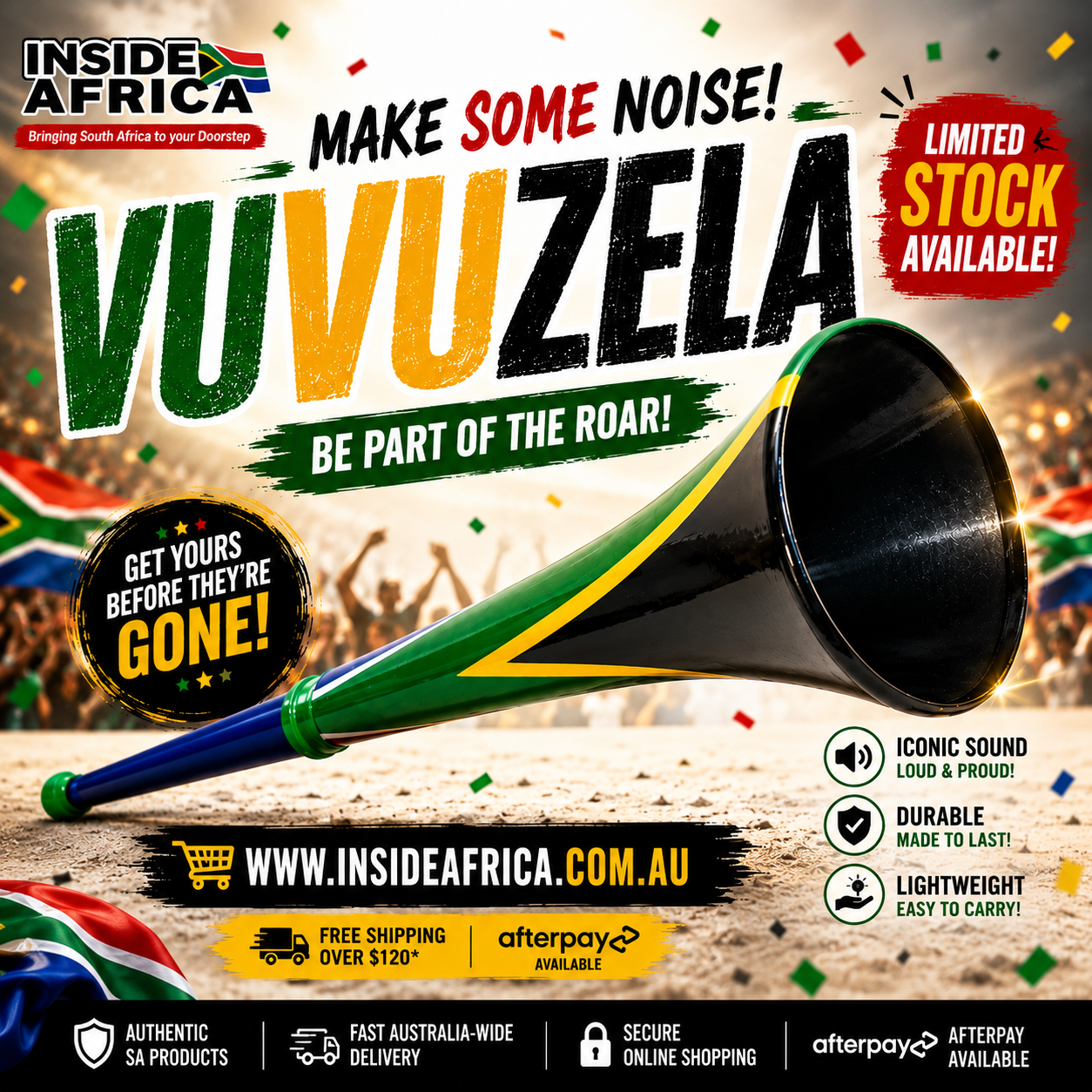 South Africa Flag covered Vuvuzela