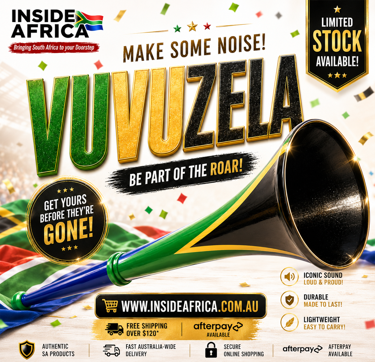 South Africa Flag covered Vuvuzela
