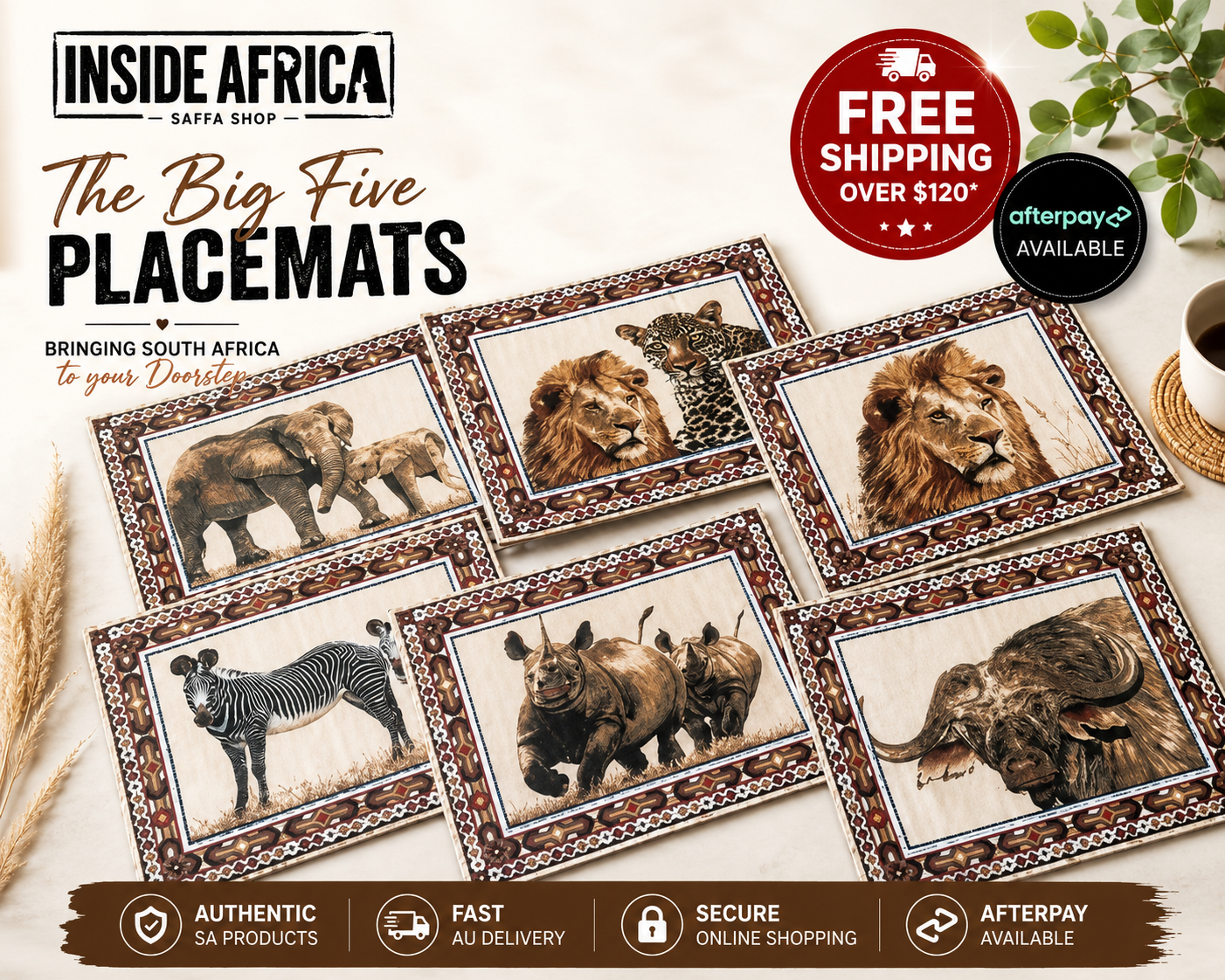 Handmade Cloth Place mats BIG 5 (set of 6)
