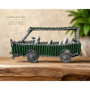 Beaded Wire Taxi (green) ( 11cm x 5cm x5cm)