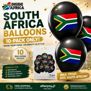 South African Flag Black Balloons 10 pack